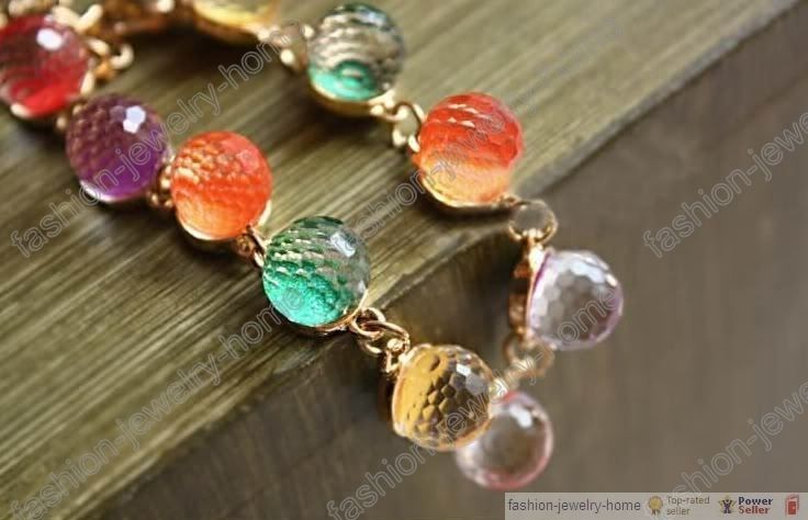 Colorful Rainbow Candy Ball Cuff Fashion Bracelet  