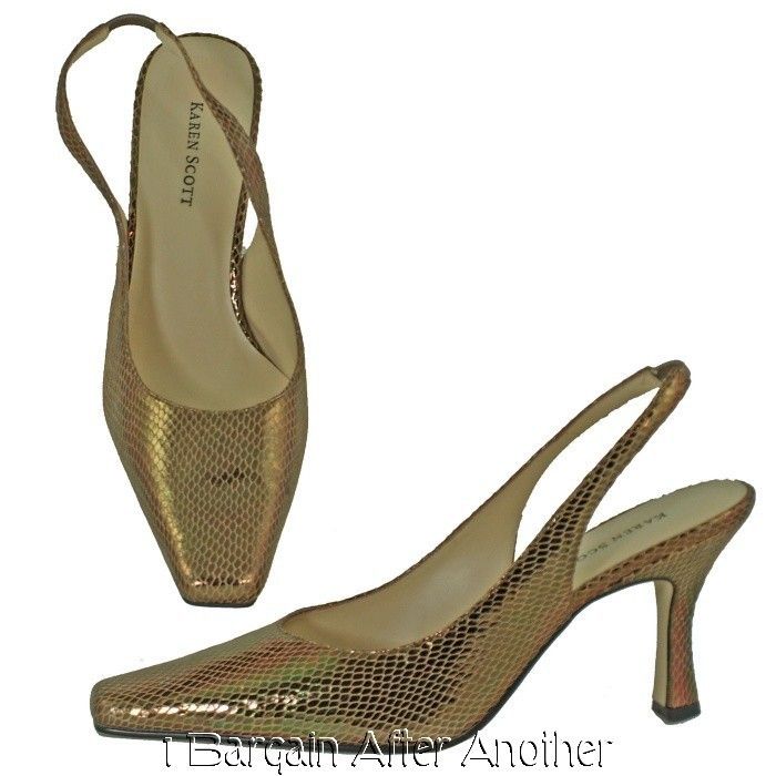 New Karen Scott Mason Ladies Bronze Leather Slingback 7 M  