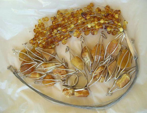 WHOLESALE LOT BALTIC AMBER & SILVER JEWELRY RING PENDANT NECKLACE 