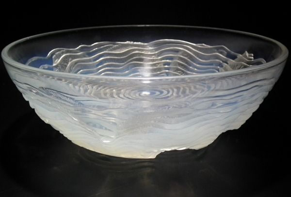 Rene Lalique Opalescent Glass Dauphins Bowl  