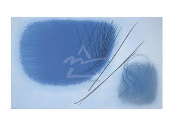 Hans Hartung T1961   H27 Serigraph Print Blue  