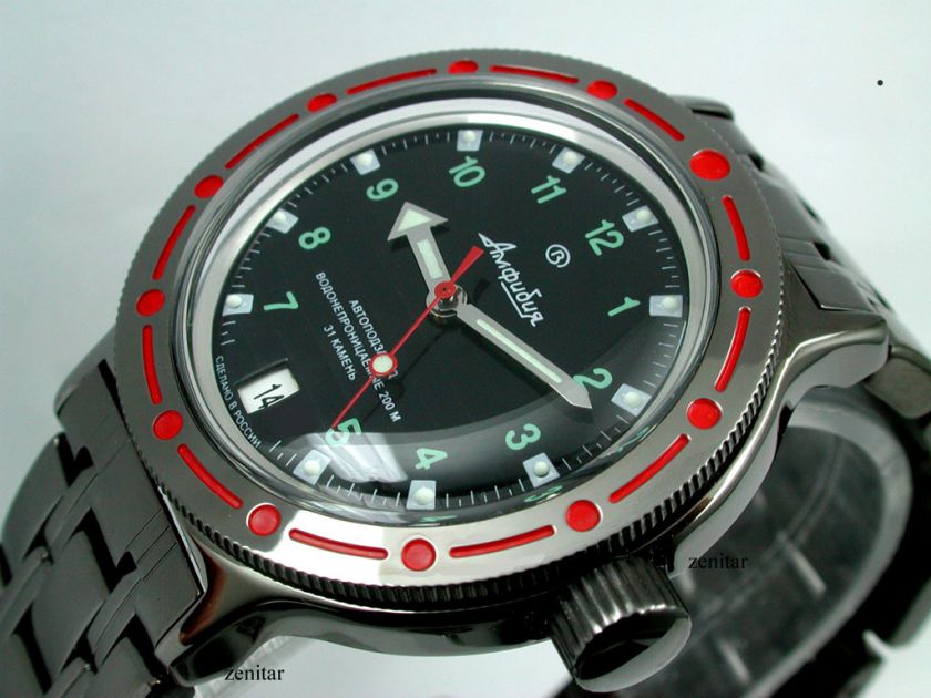 RUSSIAN VOSTOK AUTO AMPHIBIAN WATCH BLACK #9269 NEW  