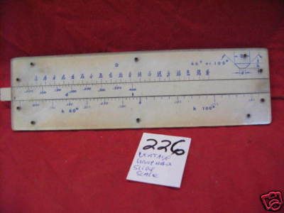 vintage home made slide rule scale ref#226  