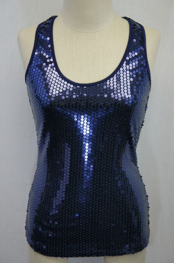 Lily White Purple Sequins Tank Top Sz S  