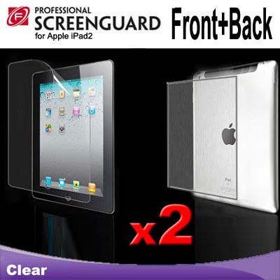 5x Clear Front+Back Screen Guard Protector for iPad 2  