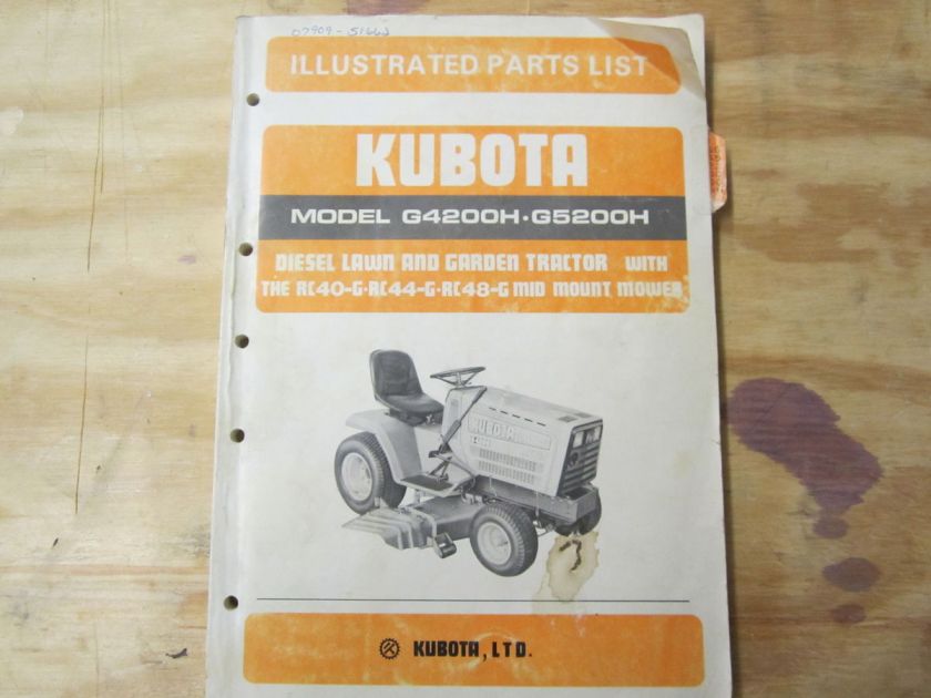 Kubota G4200 and G5200 parts book  