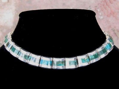   Sterling Azurite Inlay Necklace Enrique Ledesma Taxco Mexico  