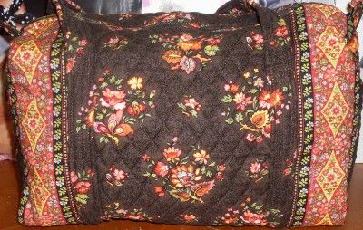 VERA BRADLEY CHOCOLAT SMALL DUFFEL TRAVEL SPORTS SHOULDER BAG NEW WITH 