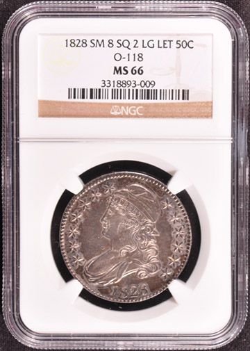 1828 CAPPED BUST 50C NGC MS 66  