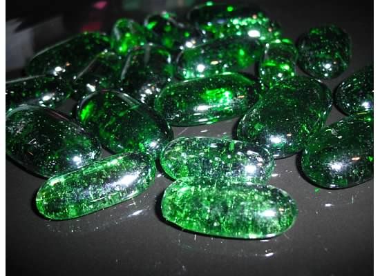 D00354 Green Oval Glass Gems / Crafts,Jewelry,OOAK  