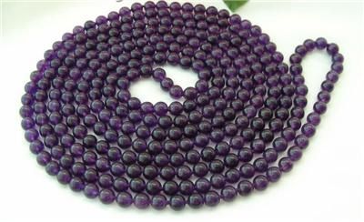 Long 100 8mm nature amethyst round Gemstone necklace  