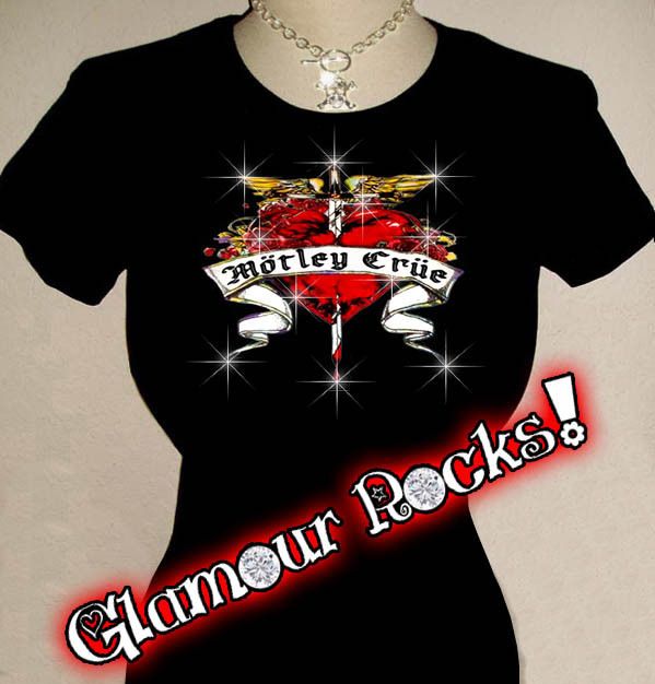 RHINESTONE MOTLEY CRUE CRYSTAL TEE T SHIRT S/M L XL 2X  