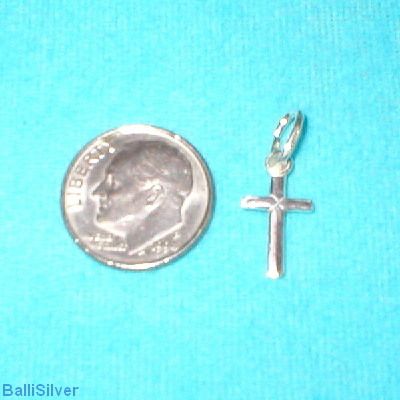 Sterling Silver 925 Very Small CROSS Charm Pendant  