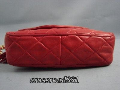  Chanel Red Lamb Skin Leather Shoulder / Messenger Bag Good  