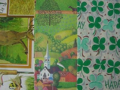 VINTAGE Paper Scrapbook LOT ALL GREENS Farm Shamrock +  