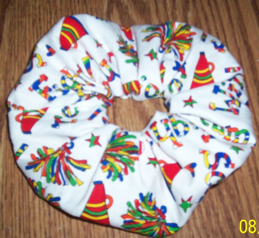 Handmade Cheer White Design Fabric Hair Scrunchie/FS  