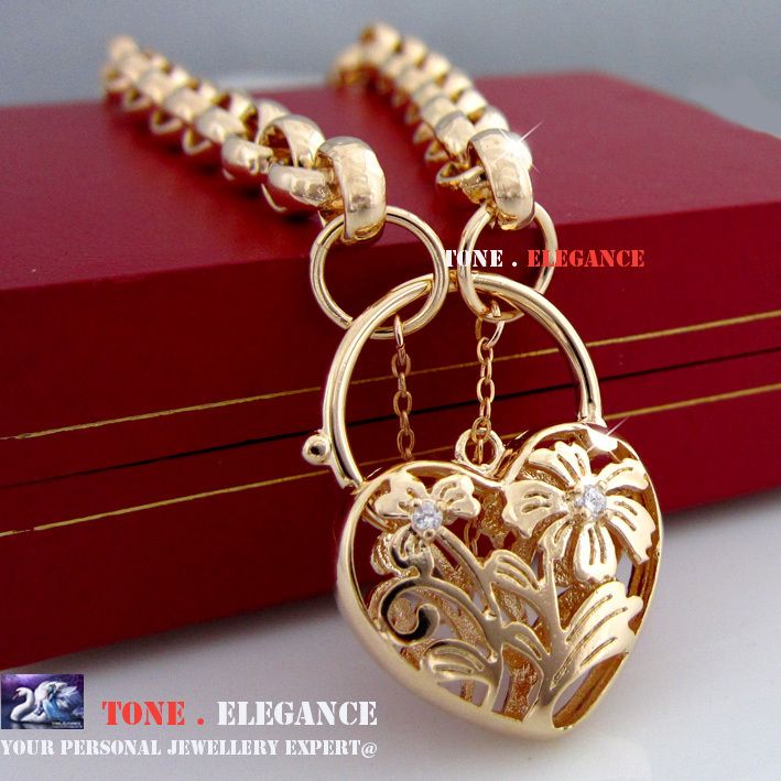   gold GF rings chain womens solid heart charm bracelet bangle  