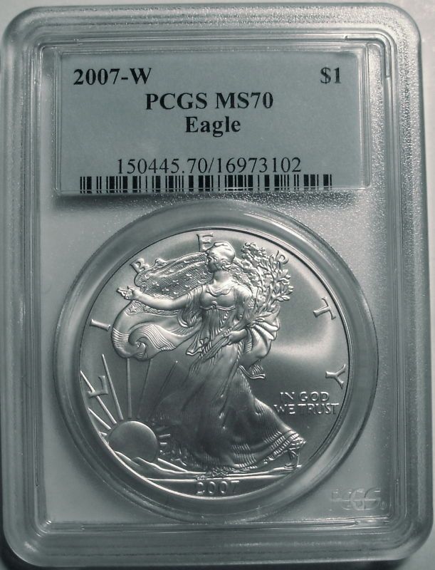 2007 W SILVER AMERICAN EAGLE PCGS PERFECT MS 70 MS70   