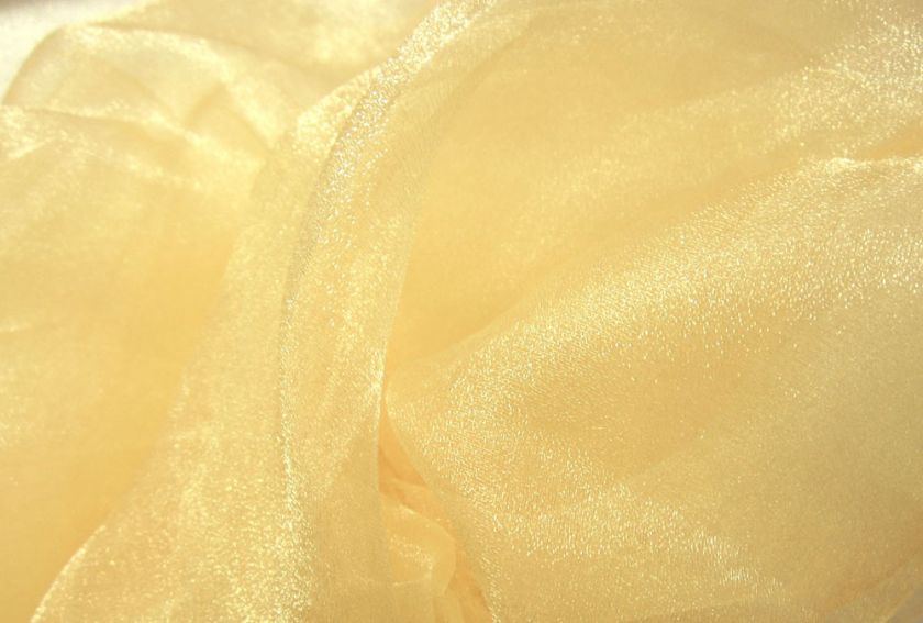 C84 Pale Gold Sparkle Organza Fabric Curtain by Yard  