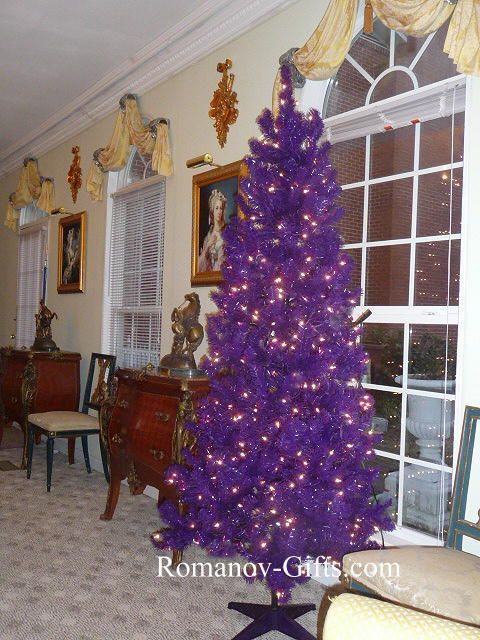 Retro SLIM PURPLE 7 Foot Christmas Tree Pre lit clear  