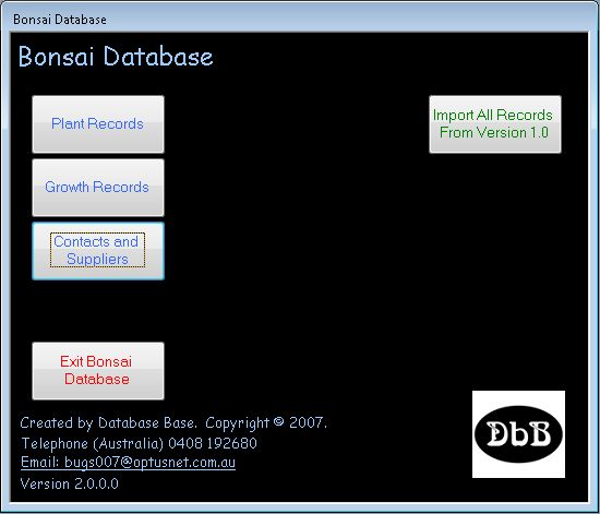 Bonsai Management Database Software CDROM  