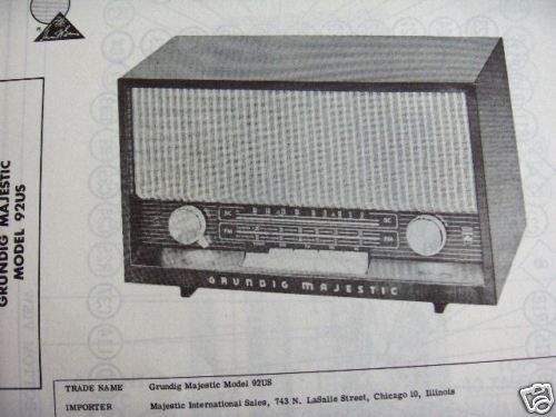 GRUNDIG 92US RADIO PHOTOFACT  