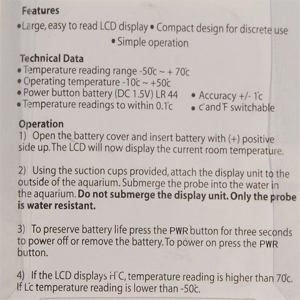 Aquariums Digital Water Thermometer with Remote Sensor  