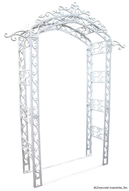 NEW Cast Iron Arch Top Garden Wedding Arbor White  