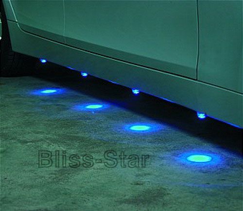 8X Blue Circle LED Underbody Under Car Lighting kit  