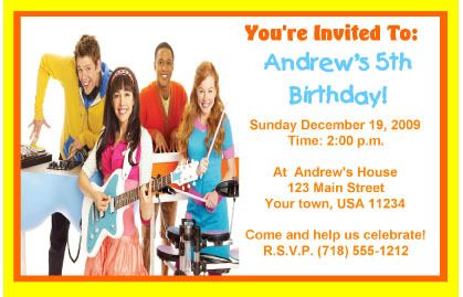 12 Fresh Beat Band Party Invitations w/envelopes  