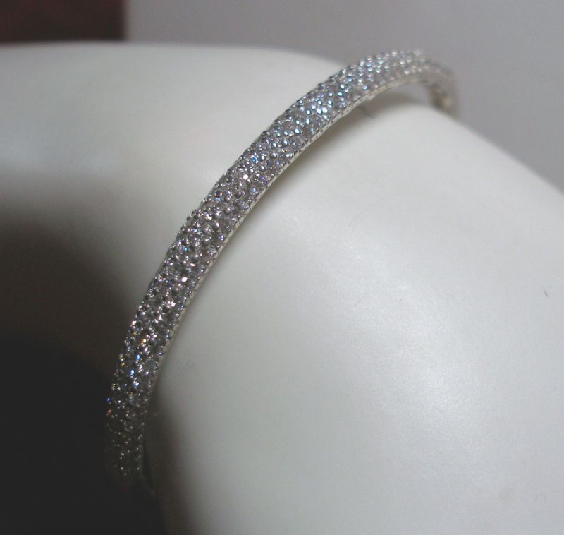 STERLING SILVER 925 CUBIC ZIRCONIA BANGLE BRACELET  