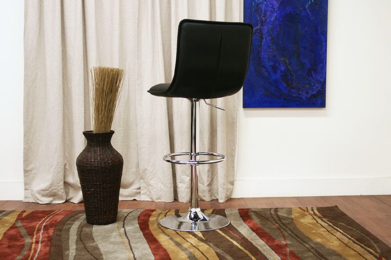 Tufted Leather Modern Black Swivel Barstools Bar Stools  