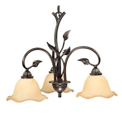   Leaf Chandelier Lighting Fixture, Oil Black, Beige Flake Glass  