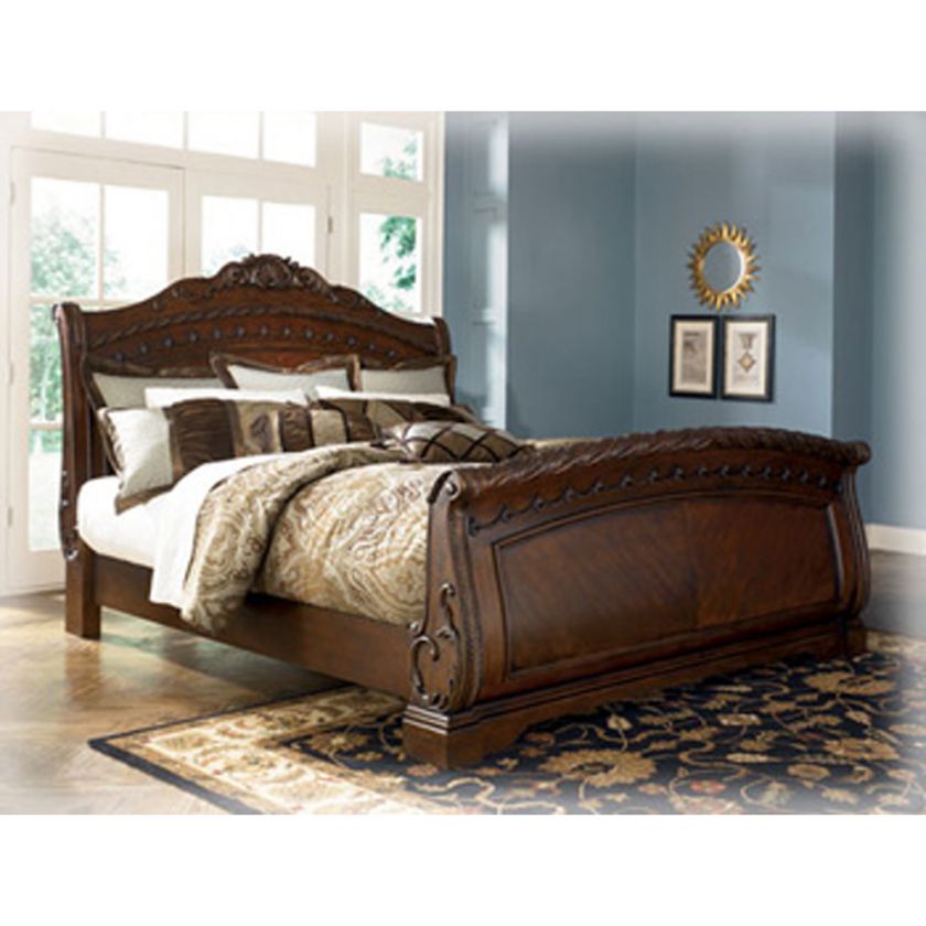   Shore California King Sleigh Bed Brown Finish B553 73 76 78  