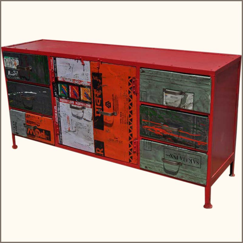   Industrial Iron Metal Dining Room Buffet Credenza Sideboard Cabinet