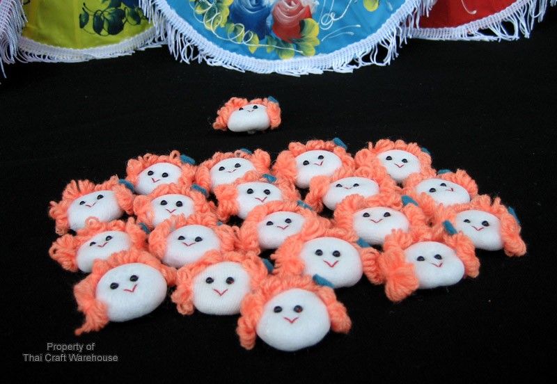 Craft Doll Button Set   With Curly Hair   Mix 20pcs  