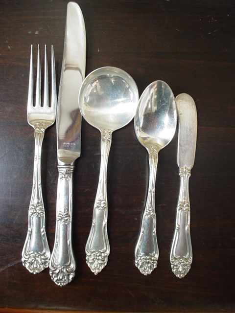 FRANK M WHITING ART NOUVEAU STERLING CHAMPLAIN 48pc FLATWARE SET 2085 