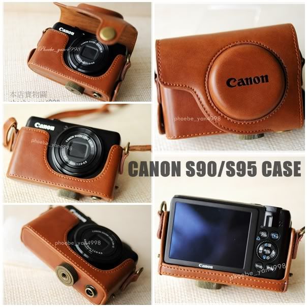 leather case bag canon powershot S90 S95 case BROWN  