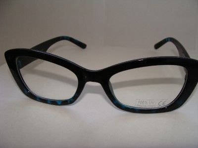 Cat Eye Vintage Look Clear Lens Blue Black Glasses Retro 50s 