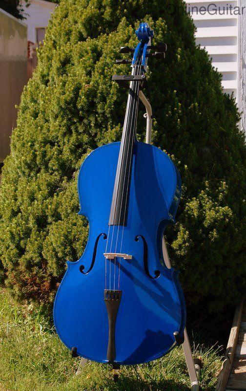 Size BLUE CELLO w/ BOW, CASE, STAND + WARRANTY~  