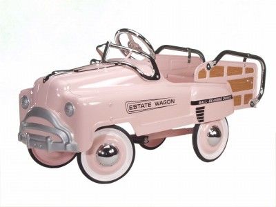 PINK RETRO ESTATE WAGON PEDAL CAR CHILDRENS TOY NEW  