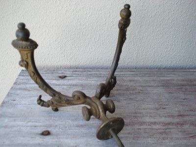 ANTIQUE LARGE FANCY COAT HOOKS HALL TREE HANGERS OLD CAST IRON  