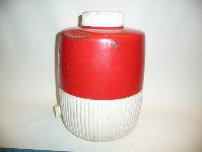 RED COLEMAN CAMPING WATER BEVERAGE COOLER DISPENSE?R CANTEEN USED AND 