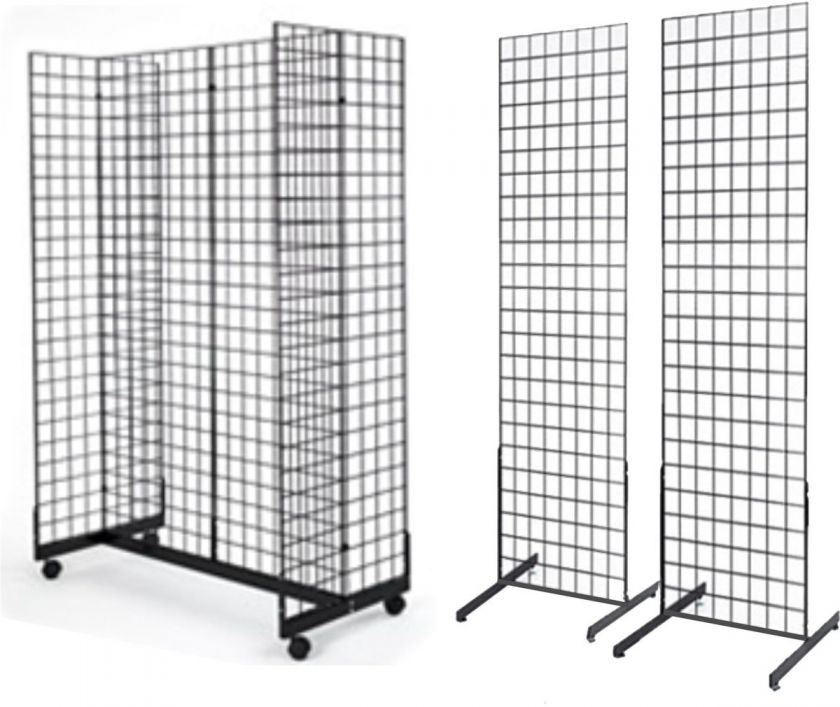   x6 GridWall Panel Rolling Gondola Base Combo Display, Black  