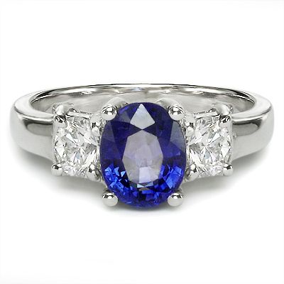 61 ct OVAL CUT SAPPHIRE DIAMOND ENGAGEMENT RING PLAT  