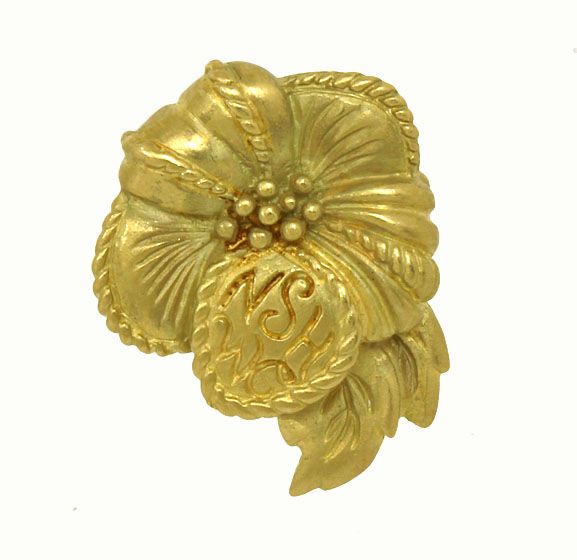 DESIGNER JUDITH RIPKA 18K GOLD LADIES FLOWER PIN BROOCH  