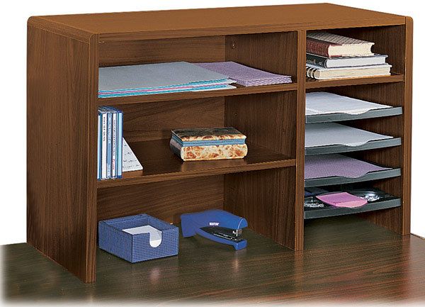 Safco Compact Wood Desk Top Organizer  