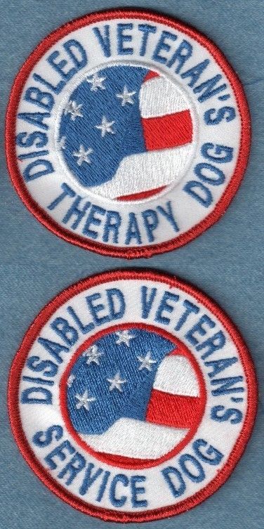 DISABLED VETERANS THERAPY DOG or SERVICE DOG vest patch w/flag in 