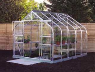 HALLS SUPREME SUP128 GLASS ALUMINUM GREENHOUSE 12 X 8  