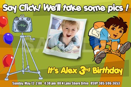   EXPLORER BIRTHDAY PARTY INVITATION 1ST CUSTOM FIRST DIEGO  15 DESIGNS